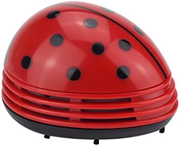 Eleshroom Mini Battery Vacuum, Cute Ladybug Cordless Table Dust Vacuum Cleaner Desk Sweeper for Cleaning Dust, Crumbs, Paper Scraps, Pencil Shavings, Homework Eraser Debris, Cigarette Ash, Pet Hairs