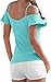 PinupArt Women's Blue Off Shoulder SunTank Crop Top