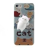 Squishy Cat iPhone 7 Case, 3D Cute Soft Silicone Poke Squishy Cat Phone Back Cover for iPhone 7