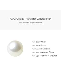 AAAA Quality Single White Round Freshwater Cultured Pearl Sterling Silver Necklace for Women 16 + 1 inch