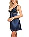 Avidlove Women Lace Babydoll Lingerie Satin Chemise Nightgown V Neck Sleepwear Nighty (Large, Navy Blue)