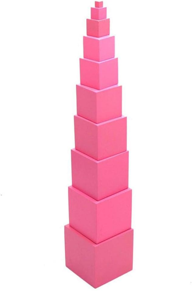Elementral Tower Math Toy Wooden Early Education Toy Sensory Training Building Blocks For Montessori, Pink