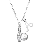 Personalized Bowling Initial Necklace, Custom Bowler Jewelry - Bowling Necklace For Women, Teens & Girls
