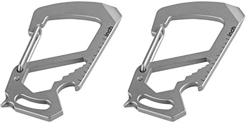 Carabiner Keychain 100% Titanium Multitool - Edc Survival Tactical Gear - 12 Tools in 1 - Bottle Opener, Wrench, Screw Driver, Key Clip, etc. - Universal Everyday Carry Pocket and Backpack Tool - 2