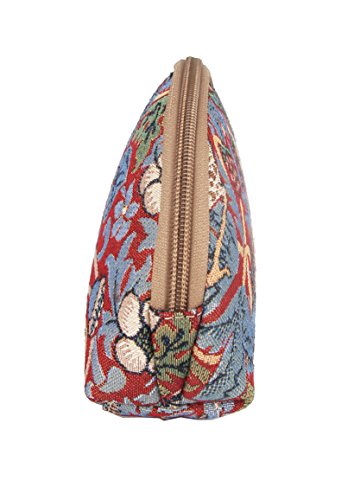 Signare Tapestry Cosmetic Bag/Make-up Bag in William Morris Strawberry Thief Design (Red)