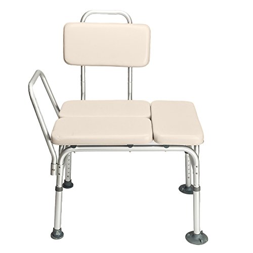MallMall Medical Aluminium Alloy 6 Height Adjustable Bathroom Tub Bath Shower Transfer Bench with Backrest & Arms Shower Chair Accessibility Aid for Seniors Elderly Baby Bathtub Lift Chair