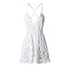 Imily Bela Women's Sleeveless Spaghetti Halter Deep V Neck Backless Lace Mini Jumpsuits