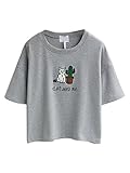 Persun Pink Embroidery Letter And Cat Short Sleeves Crop T-shirt Top