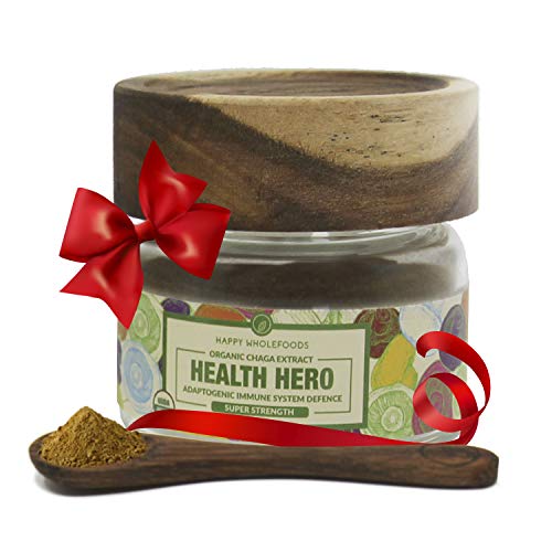 Health Hero Chaga Powder - Siberian Mushroom Chaga Tea - High Potency Organic Dual Extract Chaga - USDA Certified Organic - Enhances Immunity, Promotes Longevity, Optimizes Health - 1oz (30g)