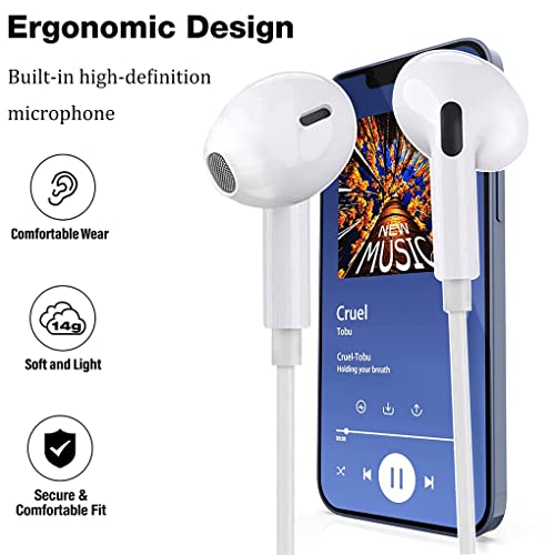 Pack iPhone Headphones Earbuds Wired Earphones with Microphone