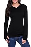 Qearl Women Juniors Hooded Thumb Hole Shirts Casual Pullover Hoodie Long Sleeve Sweatshirt