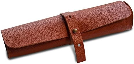 Tapioca Blue Classic Rollup Style Leather Vintage Pencil Case
