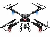 Drone with Camera Live Video Detachable RC Quadcopter with 2 Batteries 2.0MP FPV WiFi 2.4GHz 6-Axis Gyro Headless Mode Altitude Hold One Key Return Remote Control Gravity Sensor DIY Helicopter