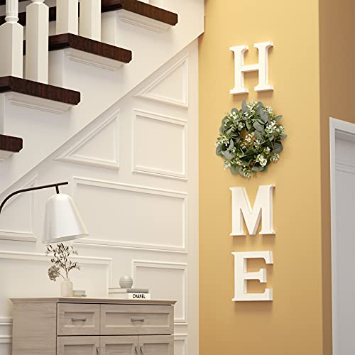 Wood Home Sign for Wall Decor Wooden Home Letters with Wreath Artificial Eucalyptus Modern Decorative Hanging Home… - Image 5