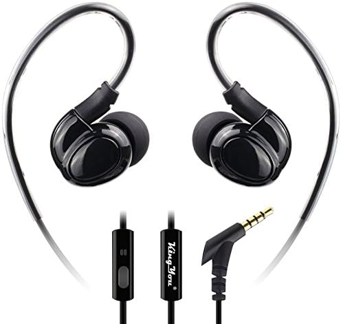 Kingyou Running Headphones Over Ear In Ear Noise-Isolating Sweatproof Sports Earbuds for Workout Gym Exercise Jogging Earhook Earphones with Mic for iPhone Samsung Android MP3/MP4 Player Tablet