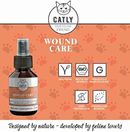 Catly Spray Desinfectant Pour Plaie De Chat Wound I 100ml I Antiseptique Desinfectant I Spray Antibacterien Biologique A L Huile De Citron Et Aloe Vera Alternative A Creme Cicatrisante Amazon Fr Animalerie