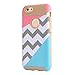 iPhone 6S Plus Case,iPhone 6 Plus Case,BAISRKE [2in1] Heavy Duty Hybrid Hard Case for Apple Iphone 6/6S Plus(5.5 inch) Powder Blue Mint Teal and Coral Pink Split Chevron Design Cover (Gold)