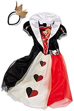 Officially Licensed Disney Alice in Wonderland Queen opf Hearts fancy dress Girls Costume with Hooped Skirt, Cameo Badge, Heart motif and Crown headband. Made for the TU Collection (7-8 years)