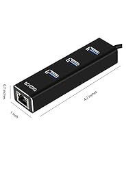 USB 3.0 Hub 3 USB y 1 divisor Ethernet Adapter. SuperSpeed USB 3.0 3 USB 1 puerto Ethernet para la transferencia de datos, Flash Drive, mouse, teclado, impresora, escáner, tablet, Smartphone, conexión a internet