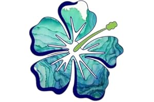 MAKTEM Hibiscus Tropical Flower Stickers Decal for Car, Large Hawaiian Flower Holographic Vinyl Sticker for Trunk, Window, Bumper, Side, (Blue)