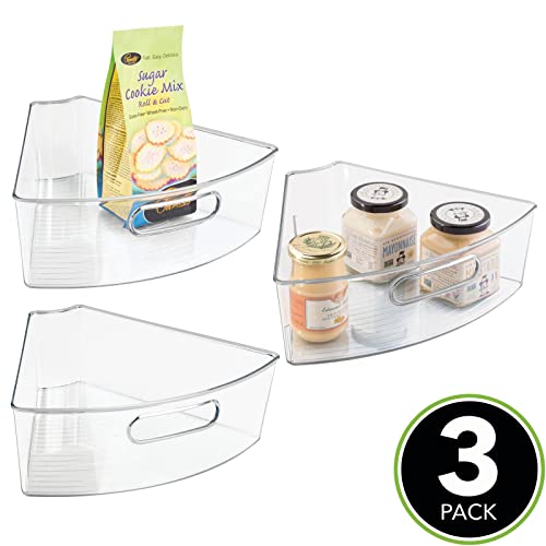 mDesign Kitchen Plastic Lazy Susan Storage Organizer Bins with