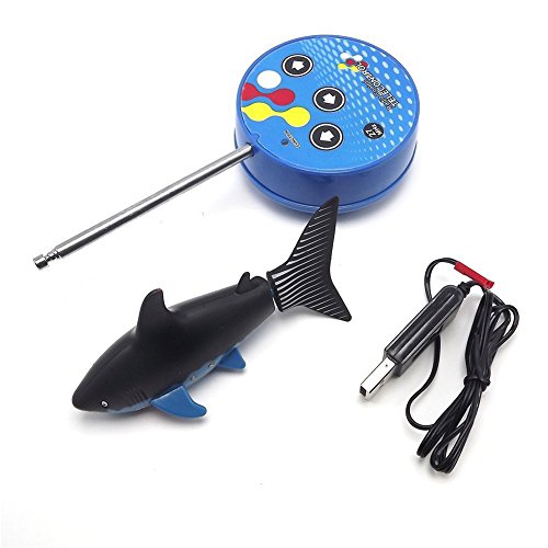 Ireav Cute Mini Submarine Remote Control Toy Electric RC Fish Boat Shark Swim in Water for Kids Gift - Blue - Thumbnail 4