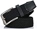 GALLERY SEVEN Woven Elastic Braided Belt For Men - Fabric Stretch Casual Belt - Black - Large (40-44