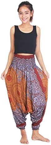 Chinrada Shop Women's Aladdin Harem Jumpsuit Smocked Waist Circle Pants