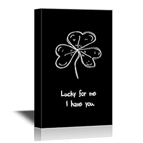 Canvas Wall Art - White Clover Leaf on Black Background - Gallery Wrap Modern Home Art | Ready to Hang - 12x18 inches