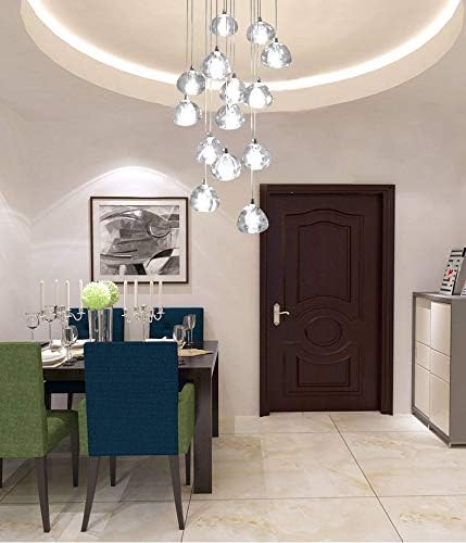 SanKD DIY Customized Balls Meteor Bubble Crystal Chandeliers Lighting Fixtures Magic Crystal Pendant Lamp (10 Balls with Round Base)