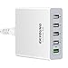 Usb Wall Charger, EKYOUNG 5-Port 40W Desktop Quick 3.0 Charging Station for Multiple Devices iPhone 6/7/6 Plus, Sansung Galaxy S6/S6 Edge Note 5 / 4, iPad Air 2/Mini 3, LG, Nexus and More (WHITE)
