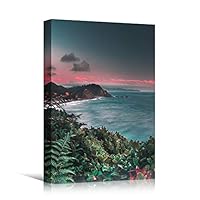 Canvas Wall Art Dramatic Sunset Bedroom Contemporary Dramatic Landscape Mountain Multicolor Photography - 12x18 inches