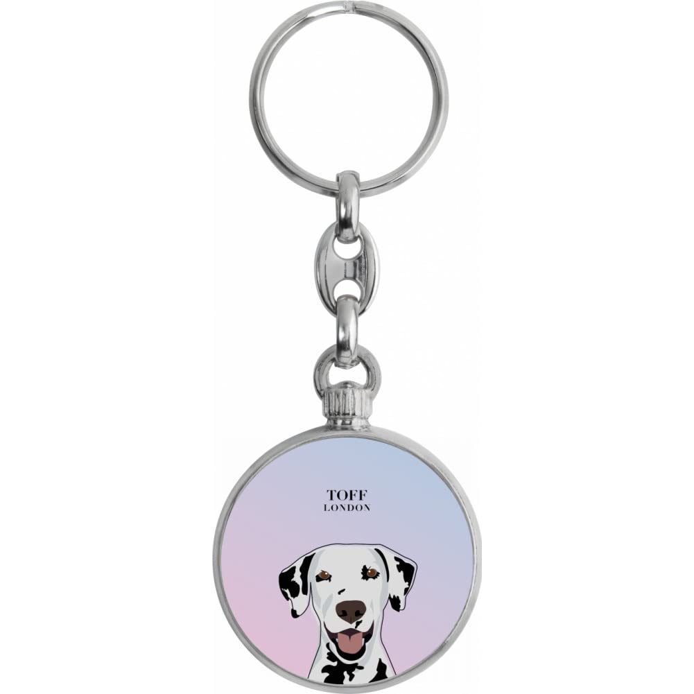 Toff London Black And White Dalmatian Dog Head Keyring