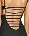 EVALESS Women's Floral Printed One Piece Monokini Cut Out Bandage Swimsuit Black X-Large