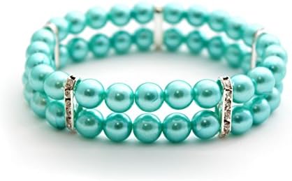 Multi-layer Faux Pearls Pet Cat Dog Necklace Collar Jewelry (blue, L)