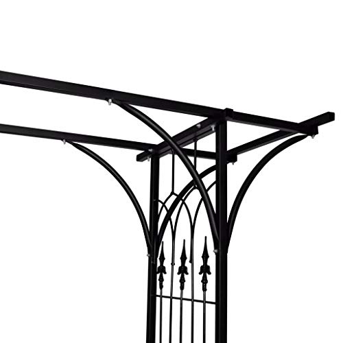 Wakects Rosenbogen Gartenbogengitter Torbogen Haltbar Metall Spalier 200 x 52 x 204 cm (B x T x H) – Bild 5