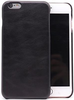 iPhone 6s Plus Cell Phone Case Genuine Leather Hard Backcover DOKDO Slim Fit Protective Case for iPhone 6/6s Plus 5.5 inch (BLACK WAX, iPhone 6s Plus)