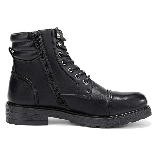 GM GOLAIMAN Men's Work Boots-Lace Up Zip Cap Toe Boot for Military Tactical Combat Motorcycle Hiking 11 M US, G11 Black - Thumbnail 3