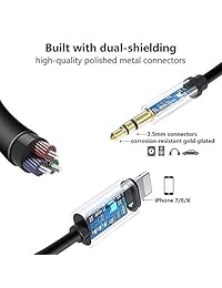 (Apple MFi Certified) Aux Cord for iPhone Xs XR X 8 7 Plus, Aux Cable for Car, Lightning to 3.5 mm Headphone Jack Adapter, Aux Audio Cable Support iOS 12.4.1 & Music Control &  ing