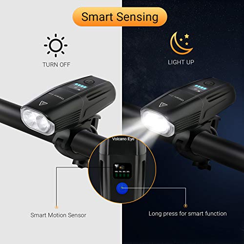 Volcano Eye Premium Bike Lights Set,1000 Lumen Rechargeable Bicycle Headlight with Smart Sensor