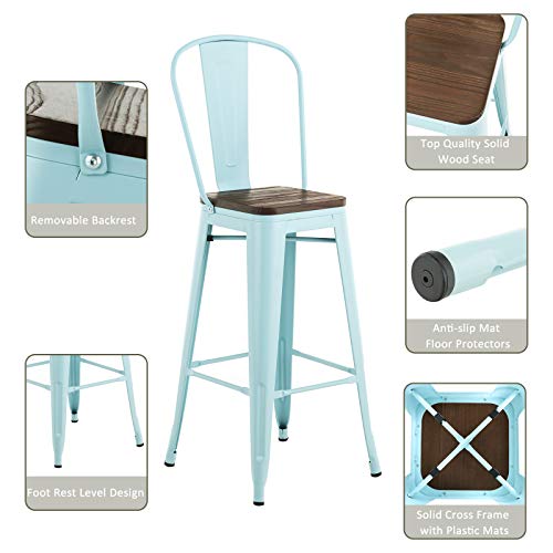 Mecor Metal Bar Stools Set of 4 w/ Removable Backrest , 30'' Dining Bar