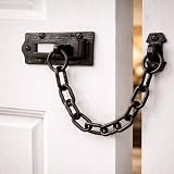 UAP Cast Iron Sliding Door Chain Security Latch Black Rustic Finish 220mm view 2