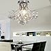 LOCOÂ Chrome Finish Crystal Chandelier with 3 Lights, Mini Style Flush Mount Ceiling Light Fixture for Study Room/Office, Dining Room, Bedroom, Living Room
