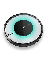 Qi Fast   Cargador inalámbrico con soporte para Apple iPhone X, iPhone 8 8 Plus, Samsung Galaxy Note 8 S8 S8 Plus S7 S7 Edge Note 5, Nexus 7 6 y todos los dispositivos con Qi activado [luz inteligente], Negro