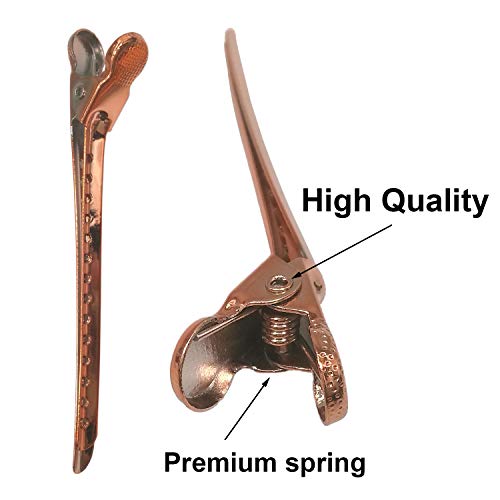 12Pcs Dividing Duck Bill Clips, Clamp Hair Styling Clips Hairpin Metal Hairdressing Sectioning For Salon Styling Tools (Rose Gold)