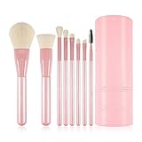 Docolor Makeup Brushes 8Pieces Pinky Premium Makeup Brushes Set Foundation Powder Mineral Eye Face Make Up Brushes with Brush Holder