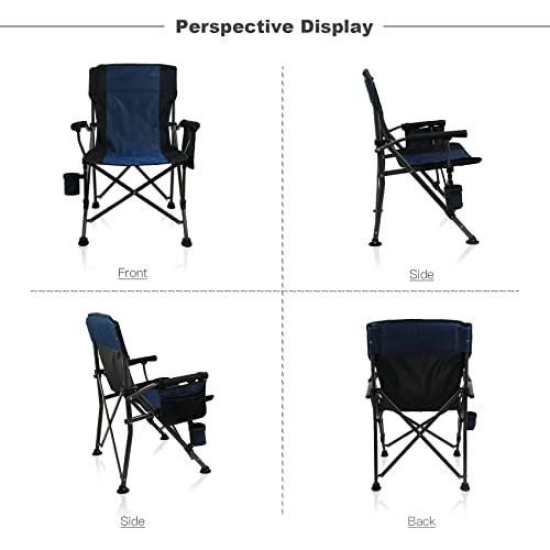 Superrella Camping Chair Folding Portable Lawn Chair 2 Pack Comfortable Hard Arm Sturdy for Family Camp, Outdoor, Sports, Beach, Travel, Black & Gray, Supports 300 lbs