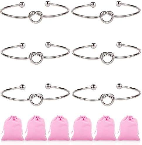Ruarua Love Knot Bracelet for Women Bridesmaid Bracelets Cuff Bangle Girls 6 Pcs a Set