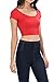 Womens Trendy Solid Color Basic Scooped Neck and Back Crop Top Red Small