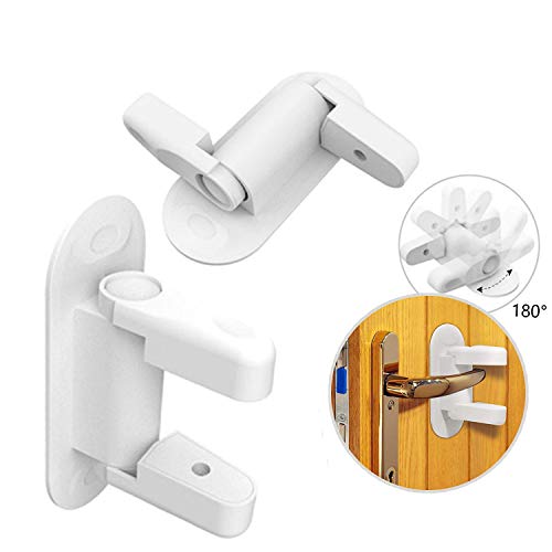 Door Lever Locks for Baby Proofing [2 Pack], Child Proof Lever Door Handle Locks, Adhesive Child Safety Locks for Drawers, Cabinet, Faucets